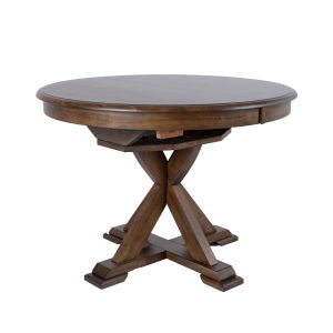 Valgomojo stalas JAMES D106+46xH76cm, kaimiškas ornamentuotas
