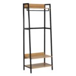 Prieškambario lentyna LAVINIA 64x40xH169cm, pelenų/juoda