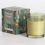 Kvapnioji žvakė stiklinėje NATURE GREEN H9,5cm, "Tranquil Summer