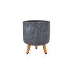 Augalų laikiklis SKY EDEN D27xH32,1cm, tamsiai pilkos spalvos, su medinėmis kojelėmis