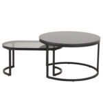 Kavos staliukai 2vnt SPIRO D70xH42cm, 70x40xH33cm, juodi - Image 2