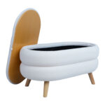 Otomanas / stalas HANA 87×48,5xH46cm, baltos spalvos, su daiktadėže - Image 3