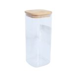 Sandėliavimo indas JAR 10x10xH23cm 1900ml su bambukiniu dangteliu, stiklas