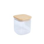 Sandėliavimo indas JAR 10x10xH10cm 800ml su bambukiniu dangteliu, stiklas