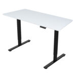 Rašomasis stalas ERGO FIT su 1 varikliu 120x60xH71,5-116cm, baltas/juodas