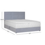 Kontinentinė lova LEVI 160x200 cm, su čiužiniu, pilka - Image 3