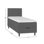 Kontinentinė lova LAARA 90x200cm, grafito spalvos - Image 4