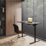 Rašomasis stalas ERGO LIGHT su 1 varikliu 120x60xH72,5-117,5cm, juodas - Image 4