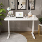 Rašomasis stalas ERGO FIT su 1 varikliu 122x62xH73,5-118cm, baltas - Image 12