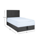 Kontinentinė lova LEVI 90x200 cm, su čiužiniu, tamsiai pilka - Image 11