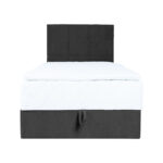 Kontinentinė lova LEVI 90x200 cm, su čiužiniu, tamsiai pilka - Image 4