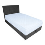 Kontinentinė lova LEVI 90x200 cm, su čiužiniu, tamsiai pilka - Image 5