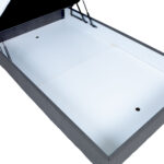 Kontinentinė lova LEVI 90x200 cm, su čiužiniu, tamsiai pilka - Image 6