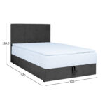 Kontinentinė lova LEVI 120x200 cm, su čiužiniu, tamsiai pilka - Image 10