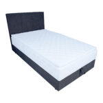 Kontinentinė lova LEVI 120x200 cm, su čiužiniu, tamsiai pilka - Image 4