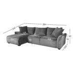 Kampinė sofa DIVI LC, pilka - Image 7