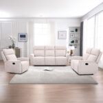 Trivietė sofa MAREN su rankiniu mechanizmu, smėlio spalvos - Image 6