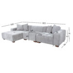 Kampinė sofa DAHLIA LC, šviesiai pilka - Image 8