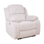 Atlošiamas fotelis FELICIA su elektriniu mechanizmu, natūralus baltas