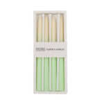 Antikvarinė žvakė CAROLA 4 vnt. 25 cm žalios/baltos spalvos perlamutras