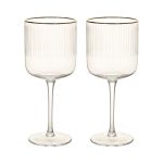 Vyno taurės su auksiniu kraštu, 2 vnt., aukštis 19,7 cm, 400 ml