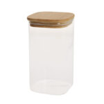 Stiklinis stiklainis JAR 10x10xH17,5cm 1400ml su bambukiniu dangteliu