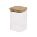 Stiklinis stiklainis JAR 10x10xH14cm 1100ml su bambukiniu dangteliu