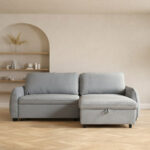 Kampinė sofa-lova CLOUD melsvai žalios spalvos - Image 12