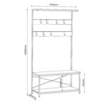 Prieškambario lentyna HEDVIG 100x36xH180cm, pelenų/juoda - Image 3