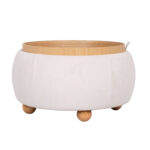 Otomanas / stalas HIRO D67xH38cm, baltos spalvos, su daiktadėže