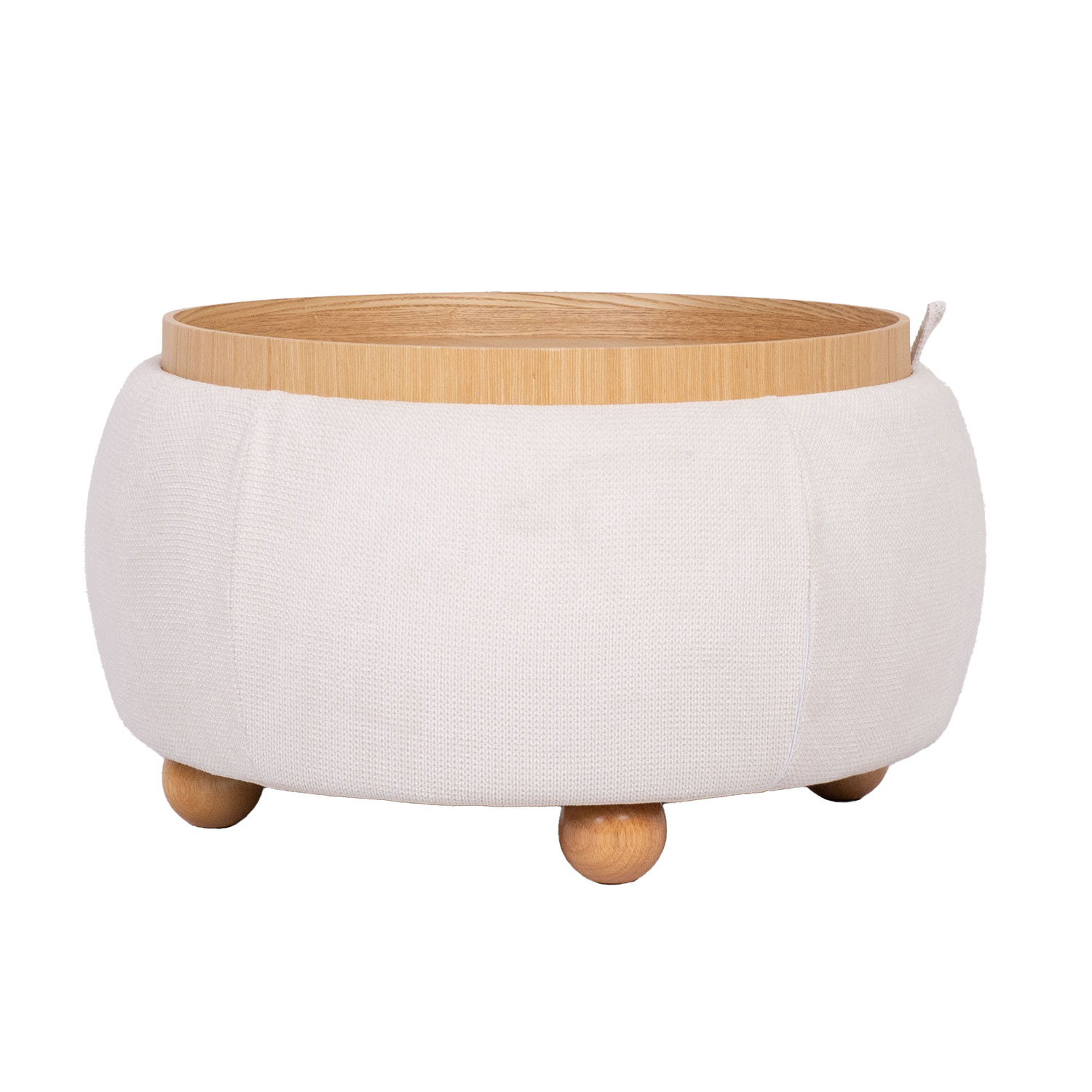 88997 Otomanas / stalas HIRO D67xH38cm, baltos spalvos, su daiktadėže - Image 1