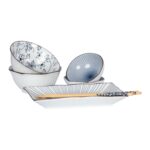 SOMETSUKE 4 dubenėlių, lėkštės ir lazdelių rinkinys, mėlynos spalvos - Image 2