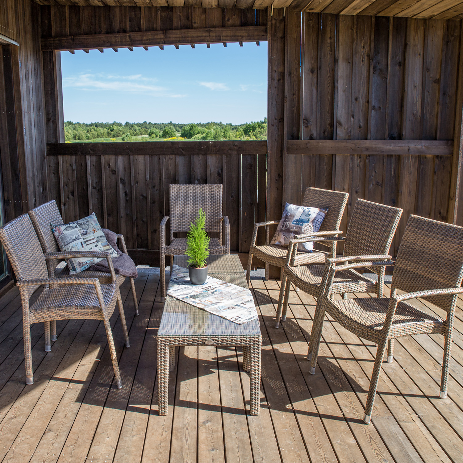 11850_02 Šoninis staliukas WICKER 50x50xH45cm, kapučino - Image 1