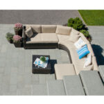 Sodo baldų komplektas DAWSON stalas, kampinė sofa ir pufas - Image 4