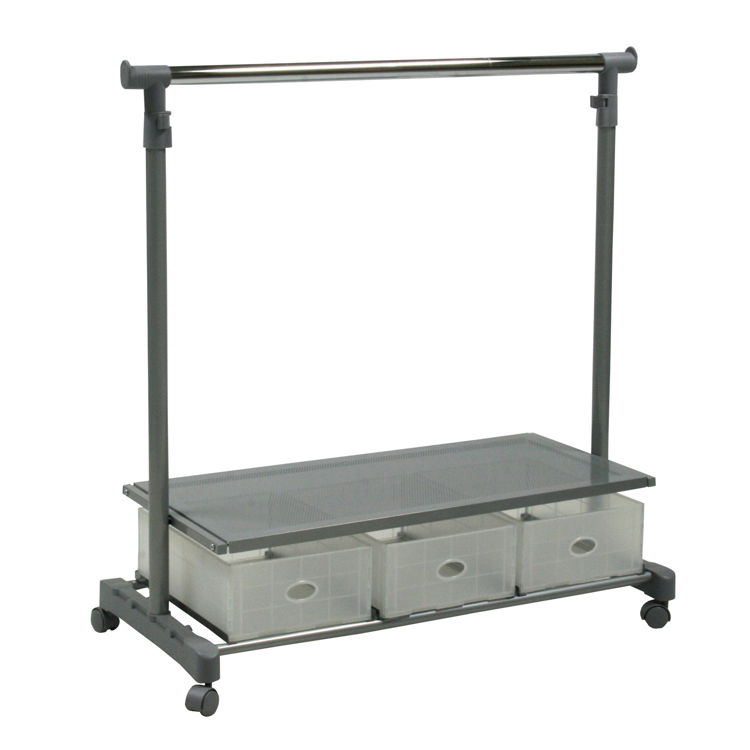 12987 Drabužių pakabų vežimėlis FORD 94x42xH93,5-168cm, sidabrinis - Image 1