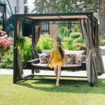 Sūpynės pavėsinė BARCELONA rudos/smėlio spalvos - Image 8