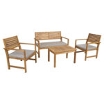 Sodo baldų komplektas FORTUNA stalas, suolas ir 2 kėdės, akacija