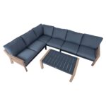 Sodo baldų komplektas TOMSON stalas ir kampinė sofa, tikmedžio/pilka - Image 3