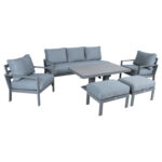 Sodo baldų komplektas RIO 6 dalių, pilkšvai smėlio spalvos - Image 3