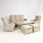 Sodo baldų komplektas BASEL stalas, sofa, 2 kėdės, 2 pufai - Image 2