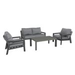 Sodo baldų komplektas TOMSON stalas, sofa ir 2 kėdės, pilkos spalvos - Image 3