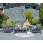 Sodo baldų komplektas TOMSON stalas, sofa ir 2 kėdės, pilkos spalvos - Image 10