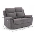 MILO 2 vietų sofa su elektriniu mechanizmu, pilka - Image 5