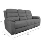 MIMI 3 vietų sofa su elektriniu mechanizmu, pilka