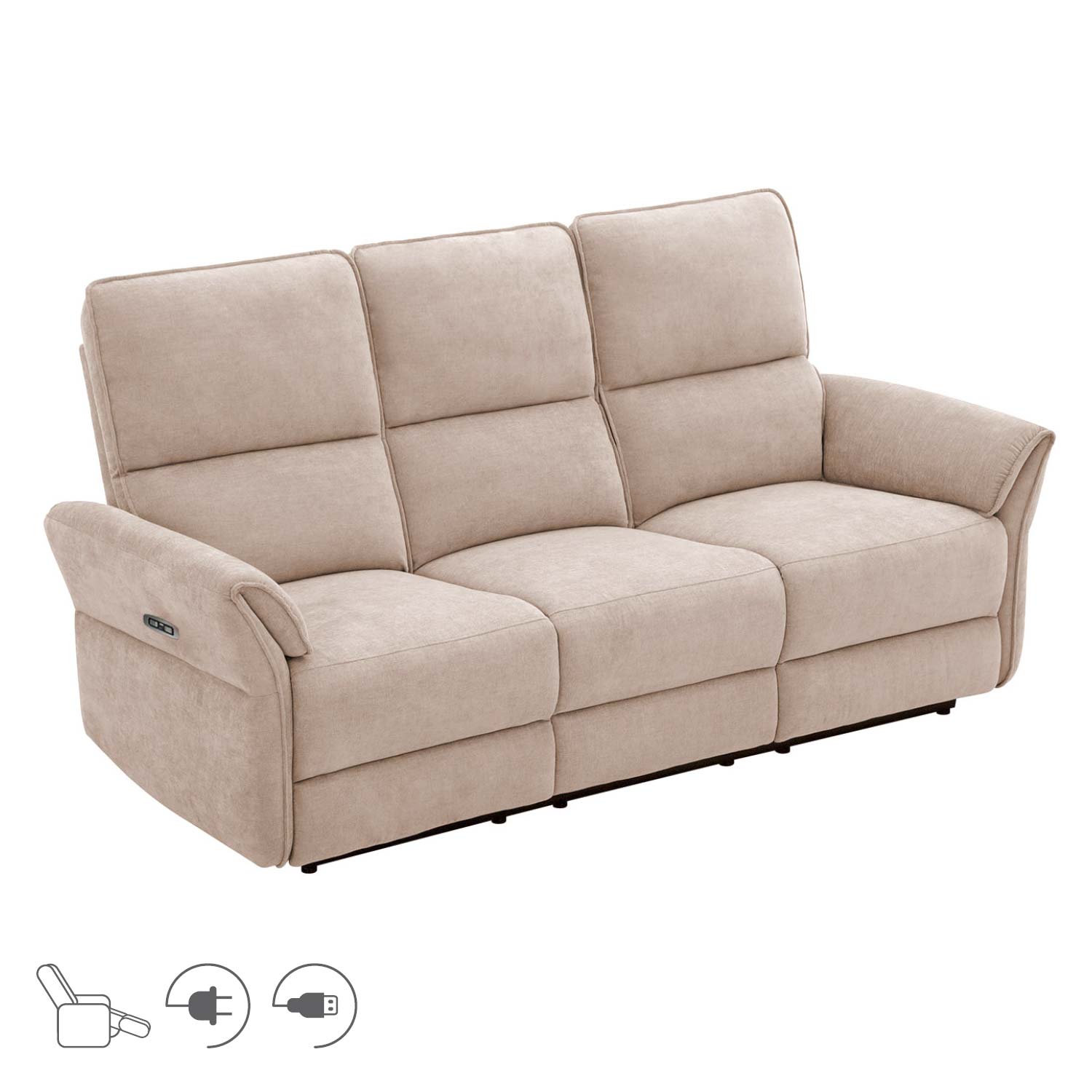 14213 3 vietų sofa DAMIKA su elektriniu mechanizmu, šviesiai ruda - Image 1