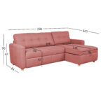 Kampinė sofa-lova WAIOLA rožinės spalvos - Image 9