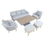 Sodo baldų komplektas MALISE 6 dalių, smėlio spalvos - Image 8