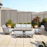 Sodo baldų komplektas MALISE 6 dalių, smėlio spalvos - Image 12