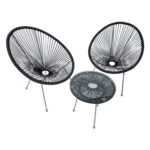 Balkono komplektas COMO stalas, 2 kėdės, juodas - Image 2