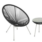 Balkono komplektas COMO stalas, 2 kėdės, juodas - Image 4